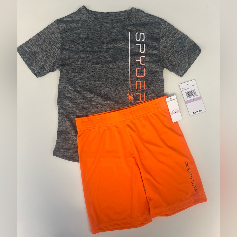 NWT Spyder Matching set - boys size 6 - grey & orange